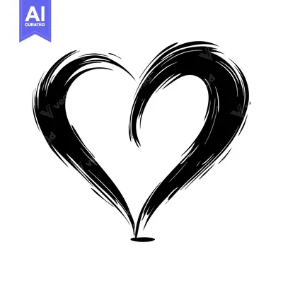 Popular premium asset: Black and White Hand-Drawn Brushstroke Heart