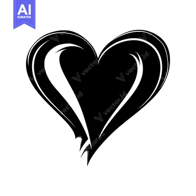 Aset desain premium: Black and White Abstract Heart Shape