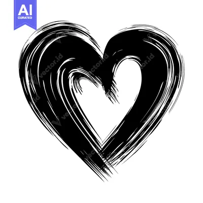 Premium design asset: Black and White Hand-Drawn Abstract Heart Shape