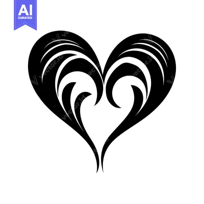 Aset premium populer: Black and White Ornate Heart Design