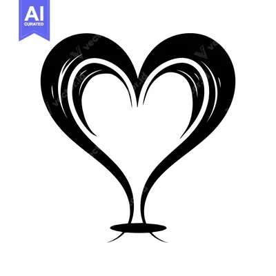 Premium design asset: Black and White Abstract Heart Shape Illustration