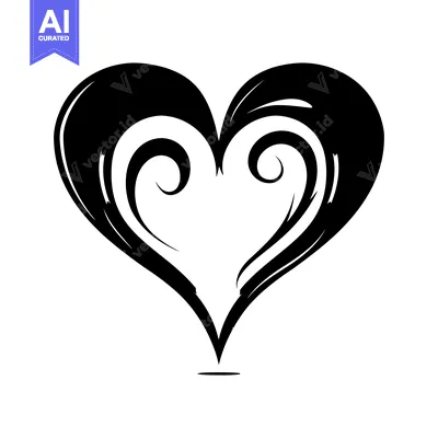 Aset premium populer: Black and White Hand-Drawn Heart with Swirls