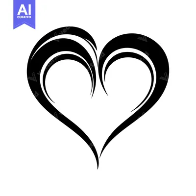 Aset premium populer: Abstract Black Heart with Swirling Lines
