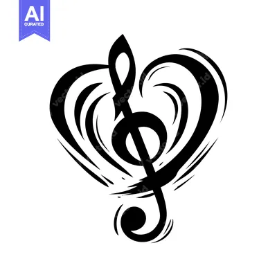 Popular premium asset: A black and white abstract representation of a treble clef inside a he