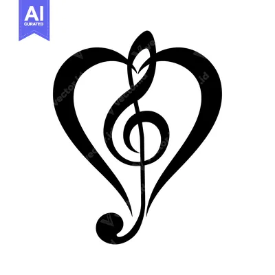 A Treble Clef Enclosed in a Heart Shape