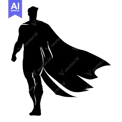 Aset premium populer: Silhouette of a Superhero with Cape Flowing in the Wind