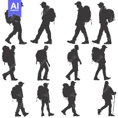 Popular premium asset: Silhouettes of Backpackers Walking in Different Poses
