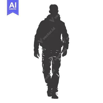 Popular premium asset: Silhouette of a man walking forward in casual clothing