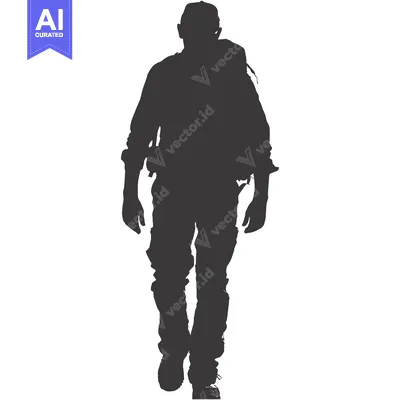 Premium design asset: Silhouette of a Man Wearing a Backpack and Walking