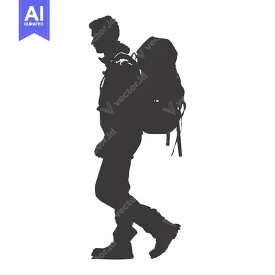 Aset premium populer: Silhouette of a Man Walking with a Backpack