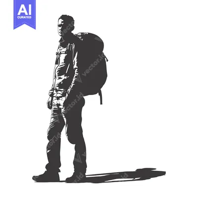 Silhouette of a Man with a Backpack