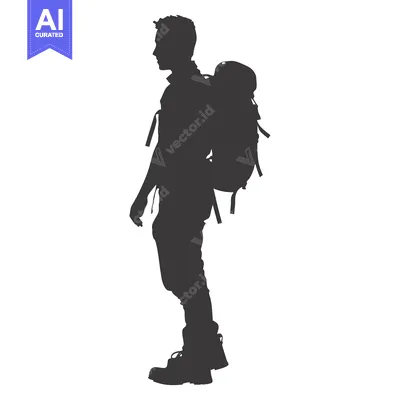 Popular premium asset: Silhouette of a Man with a Backpack Standing