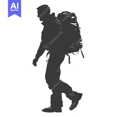 Premium design asset: Silhouette of a Man Walking with a Backpack