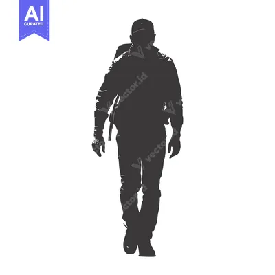 Aset premium populer: Silhouette of a man walking with a backpack