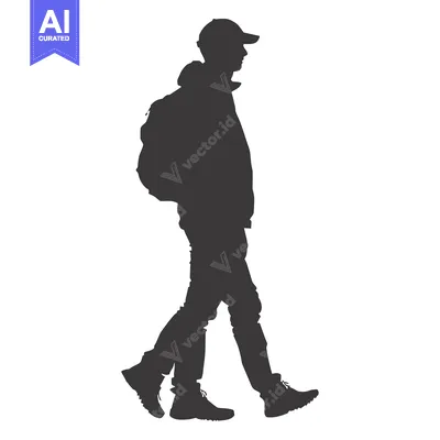 Aset premium populer: Silhouette of a Man Walking with a Backpack