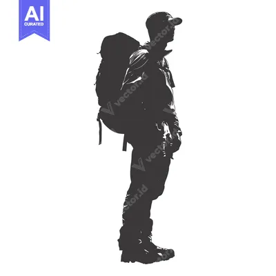 Aset premium populer: Silhouette of a Man with Backpack Standing
