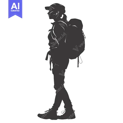 Popular premium asset: Silhouette of a Female Backpacker with a Large Backpack