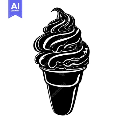 Popular premium asset: Black and White Silhouette of an Ice Cream Cone