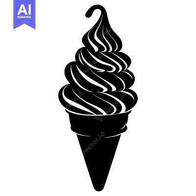 Premium design asset: Black and White Silhouette of an Ice Cream Cone
