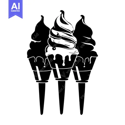 Three Ice Cream Cones with Melted Drips