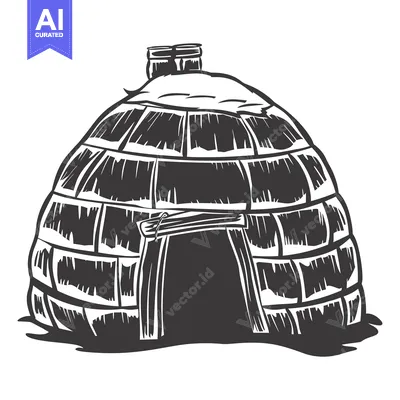 Popular premium asset: A Detailed Illustration of an Igloo with an Entrance and a Small Roof