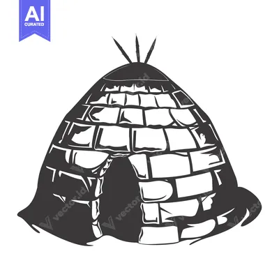 Aset premium populer: Black and White Illustration of an Igloo with an Entrance