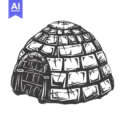 Aset premium populer: Black and White Illustration of an Igloo with an Entrance