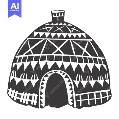 Aset premium populer: Traditional African Hut with Geometric Pattern