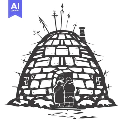 Aset premium populer: Two People Standing in Front of an Igloo