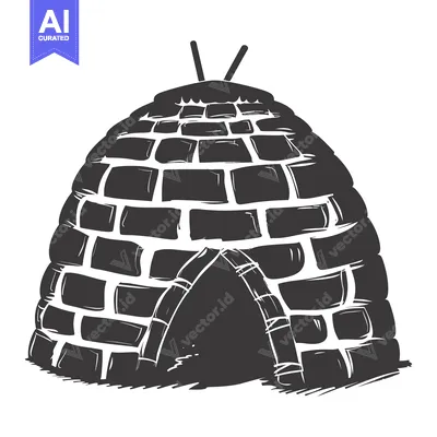 Aset premium populer: Black and White Illustration of an Igloo with a Small Entrance