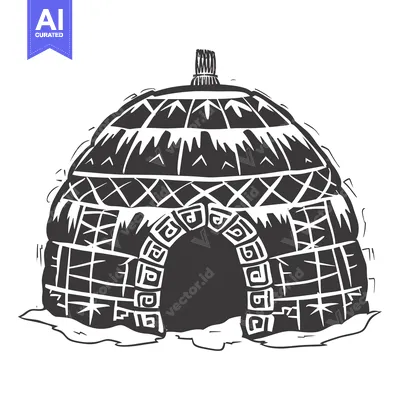 Popular premium asset: Black and White Illustration of an Igloo in the Snow