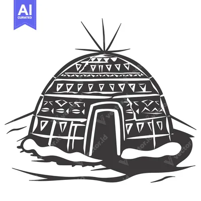 Aset premium populer: Traditional Inuit Igloo with Geometric Patterns