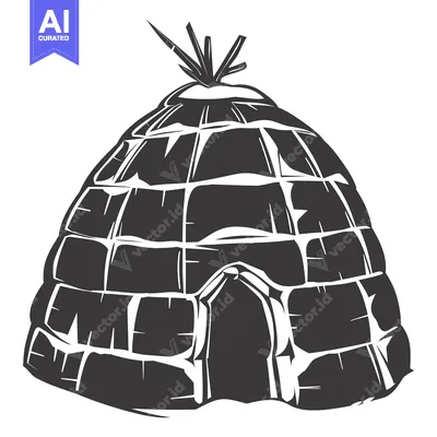 Aset desain premium: Black and White Illustration of an Igloo