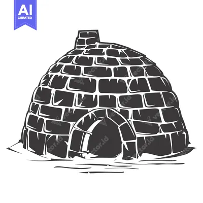 Aset premium populer: A Black and White Illustration of an Igloo