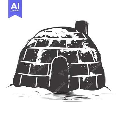 Popular premium asset: Black and White Illustration of an Igloo with Snow and a Chimney