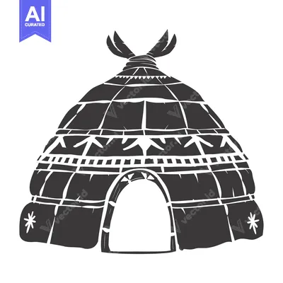 Premium design asset: Black and White Illustration of a Traditional Yurt