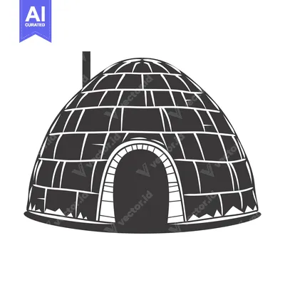 Popular premium asset: Black and White Illustration of an Igloo with an Entrance