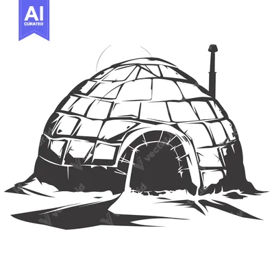 Aset premium populer: A Black and White Illustration of an Igloo with a Vent Pipe