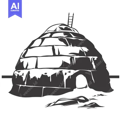 Aset desain premium: A Traditional Inuit Igloo with a Ladder for Entrance