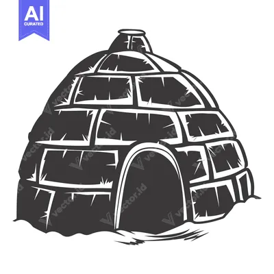 Aset premium populer: A Black and White Illustration of an Igloo