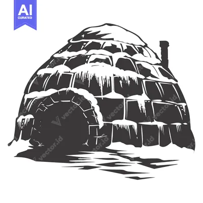 Premium design asset: Snow-Covered Igloo with Icicles and a Chimney