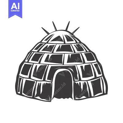 Premium design asset: A Black and White Illustration of a Traditional Igloo
