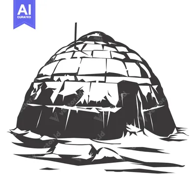 Aset premium populer: A Black and White Illustration of an Igloo