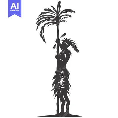 Aset premium populer: Silhouette of a Native American Holding a Palm Tree