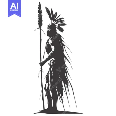 Popular premium asset: Silhouette of an Indigenous Warrior Holding a Spear