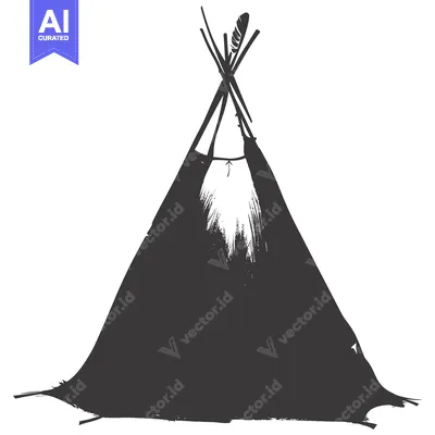 Aset desain premium: Hand-drawn Sketch of a Traditional Native American Teepee