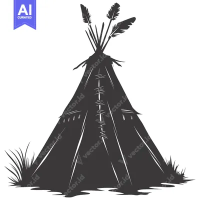 A Black and White Silhouette of a Native American Teepee