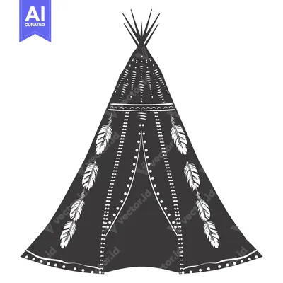 Ornate Black and White Teepee with Feathers