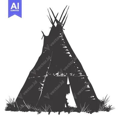 Silhouette of a Native American Teepee Tent in Grass