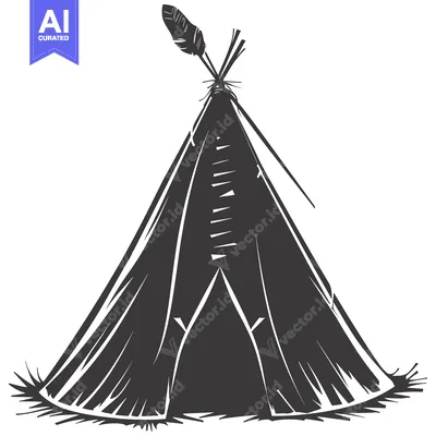 Aset premium populer: Black and White Illustration of a Native American Teepee